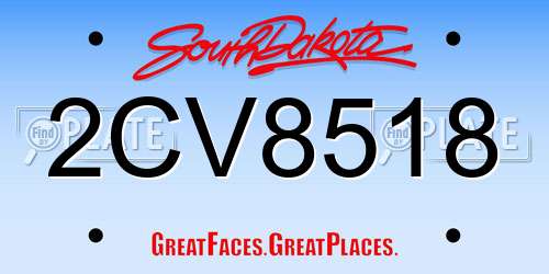 2CV8518 South Dakota License Plate