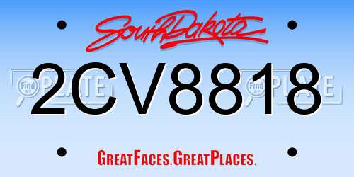 2CV8818 South Dakota License Plate