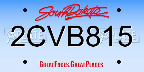 2CVB815 South Dakota License Plate