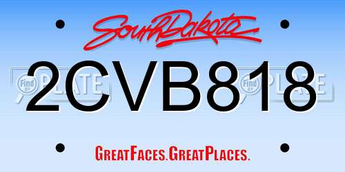 2CVB818 South Dakota License Plate