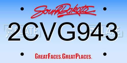 2CVG943 South Dakota License Plate