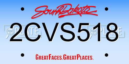 2CVS518 South Dakota License Plate