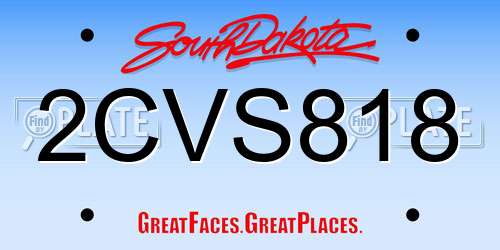 2CVS818 South Dakota License Plate