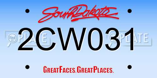 2CW031 South Dakota License Plate