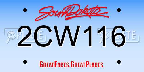 2CW116 South Dakota License Plate