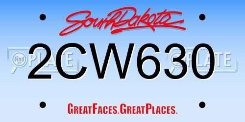 2CW630 South Dakota License Plate