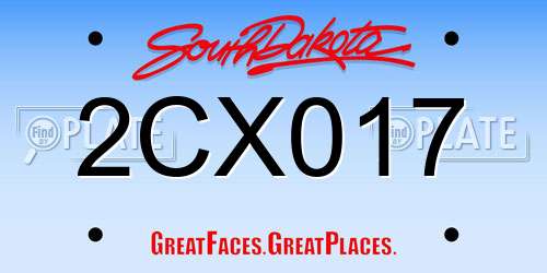 2CX017 South Dakota License Plate