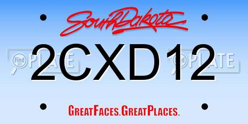 2CXD12 South Dakota License Plate