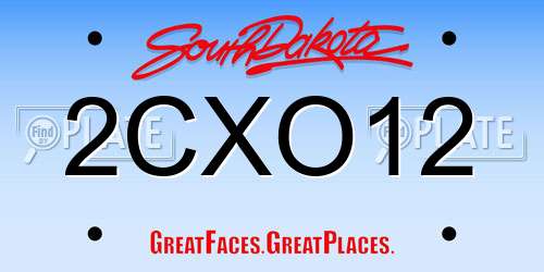 2CXO12 South Dakota License Plate