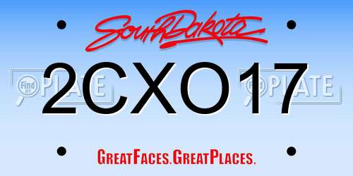 2CXO17 South Dakota License Plate