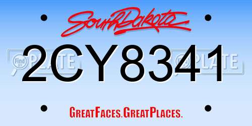 2CY8341 South Dakota License Plate
