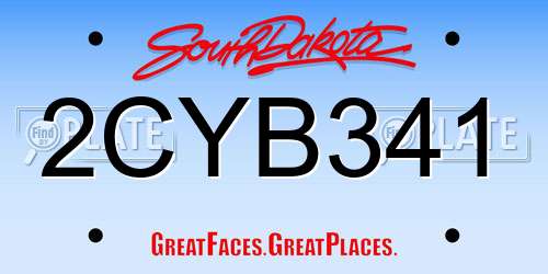 2CYB341 South Dakota License Plate