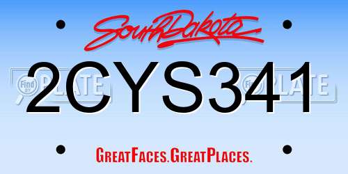 2CYS341 South Dakota License Plate