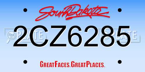 2CZ6285 South Dakota License Plate