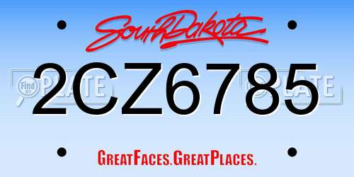 2CZ6785 South Dakota License Plate
