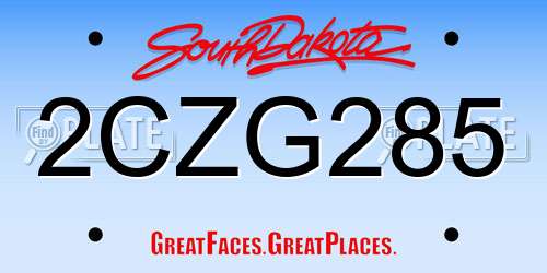 2CZG285 South Dakota License Plate