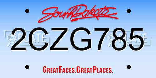 2CZG785 South Dakota License Plate