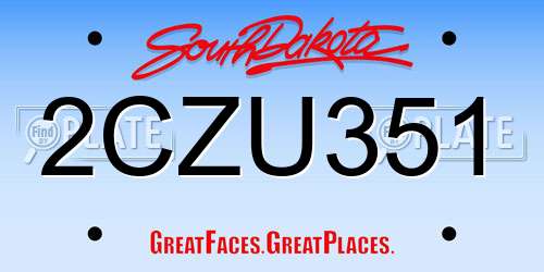 2CZU351 South Dakota License Plate