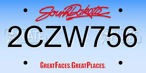 2CZW756 South Dakota License Plate