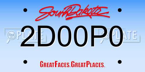 2D00P0 South Dakota License Plate