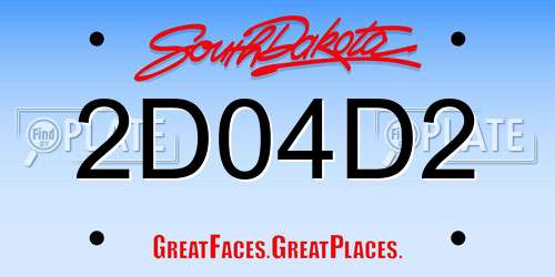 2D04D2 South Dakota License Plate