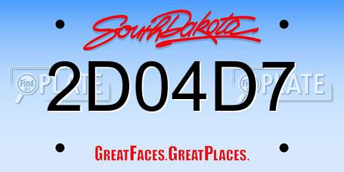 2D04D7 South Dakota License Plate
