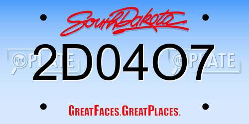2D04O7 South Dakota License Plate
