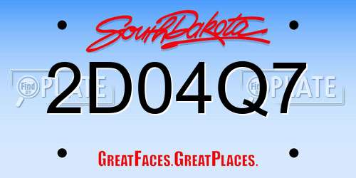 2D04Q7 South Dakota License Plate