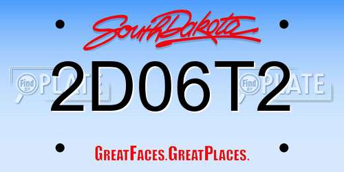 2D06T2 South Dakota License Plate