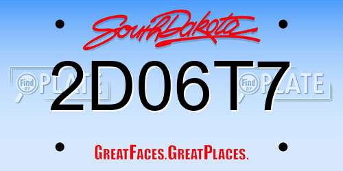 2D06T7 South Dakota License Plate