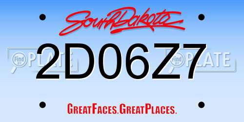 2D06Z7 South Dakota License Plate