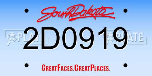 2D0919 South Dakota License Plate