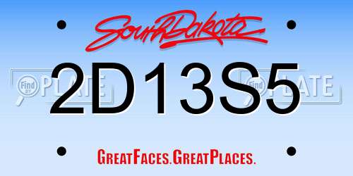 2D13S5 South Dakota License Plate