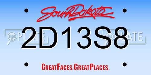 2D13S8 South Dakota License Plate