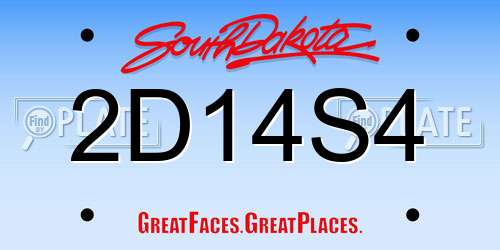 2D14S4 South Dakota License Plate