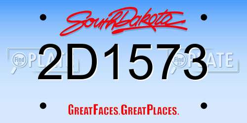 2D1573 South Dakota License Plate