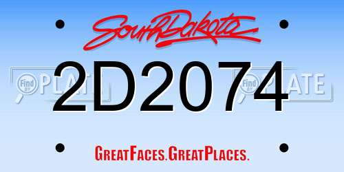 2D2074 South Dakota License Plate