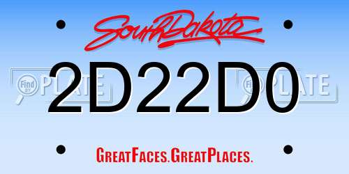 2D22D0 South Dakota License Plate