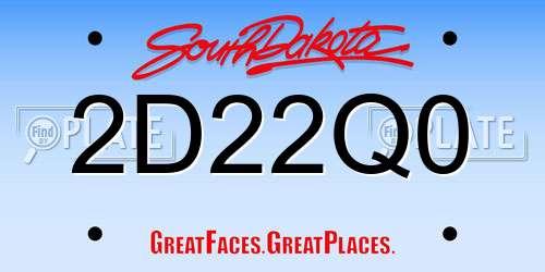 2D22Q0 South Dakota License Plate