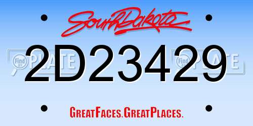 2D23429 South Dakota License Plate
