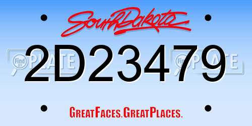 2D23479 South Dakota License Plate