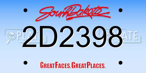 2D2398 South Dakota License Plate