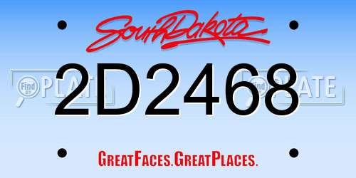 2D2468 South Dakota License Plate