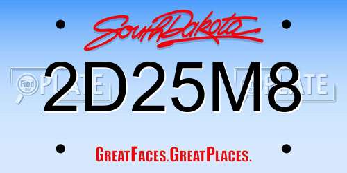 2D25M8 South Dakota License Plate