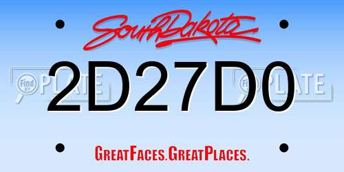 2D27D0 South Dakota License Plate