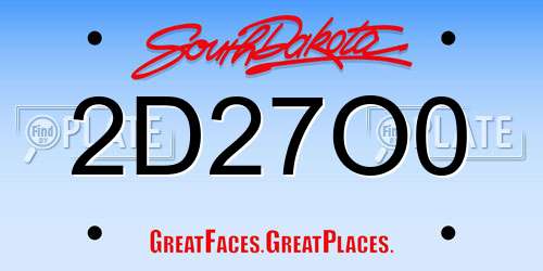 2D27O0 South Dakota License Plate