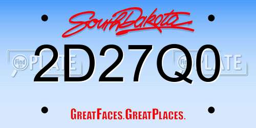 2D27Q0 South Dakota License Plate