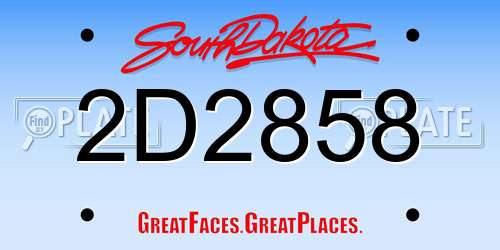 2D2858 South Dakota License Plate