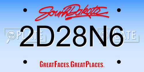 2D28N6 South Dakota License Plate