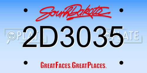 2D3035 South Dakota License Plate